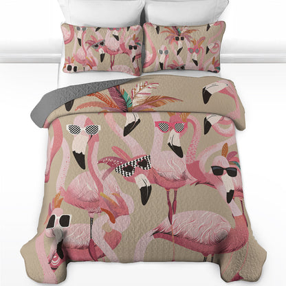 Shineful Quilt 3-Piece Set Funky Flamingo