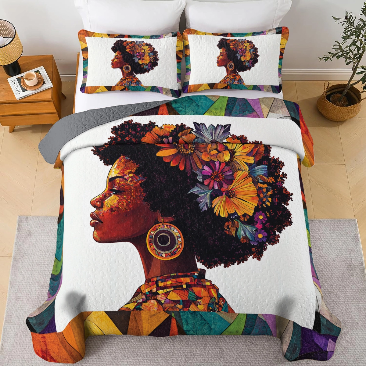 Shineful All Season Quilt 3-Piece Set - Afro Queen
