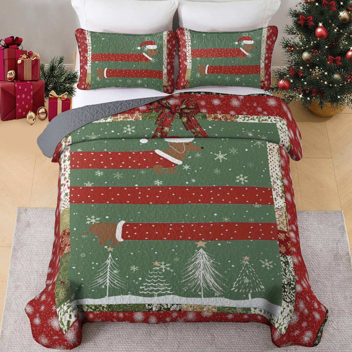 Shineful All Season Quilt 3-Piece Set Dachshund Dasher