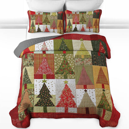 Shineful All Season Quilt 3-Piece Set - Patchwork Christmas Tree