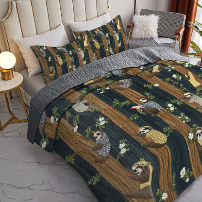 Shineful All Season Quilt 3-Piece Set Sloth Forest Flow