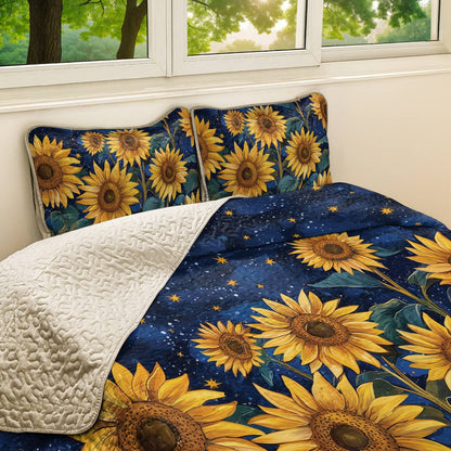 Shineful All Season Quilt 3-Piece Set - Sunflower Night Sky