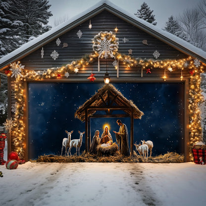 Shineful Garage Door Banner Decoration Holy Nativity