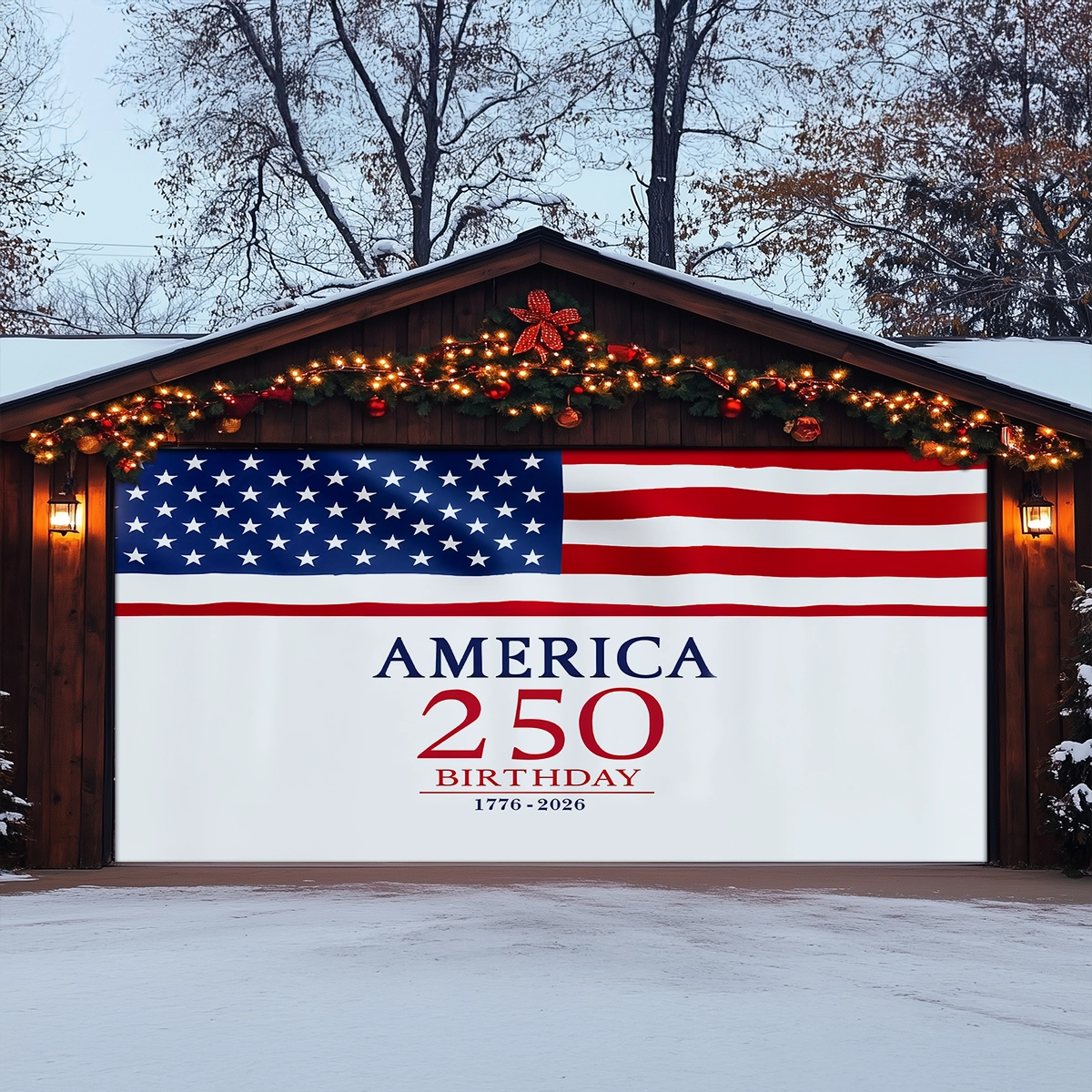 Shineful Garage Door Banner Decoration America 250th Anniversary