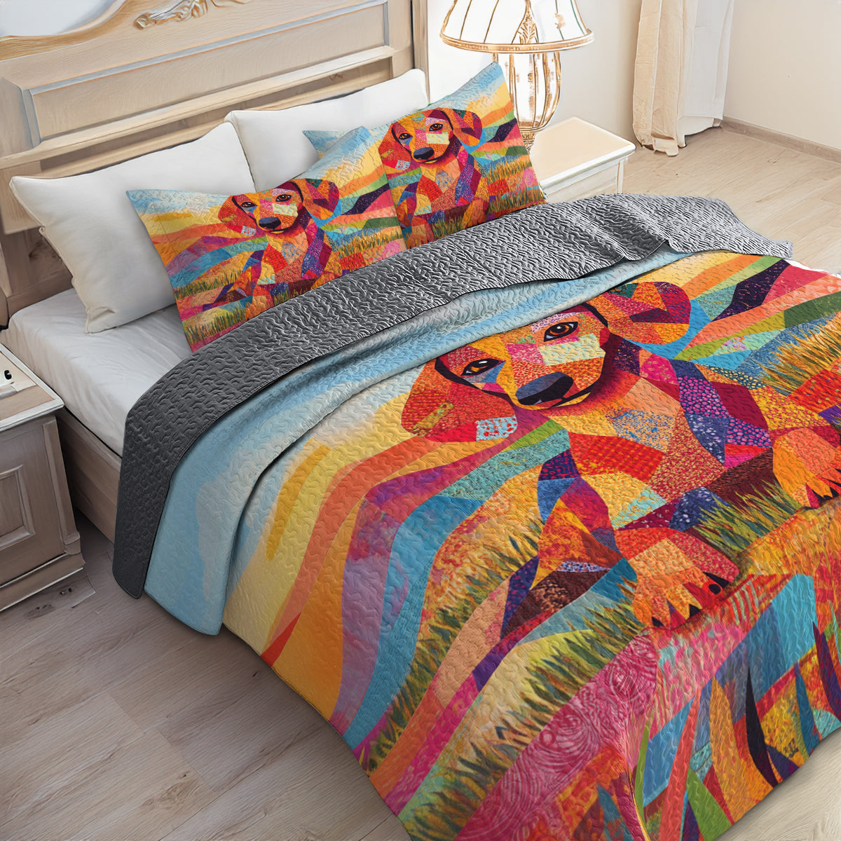 Shineful All Season Quilt 3-Piece Set Colorful Patchwork