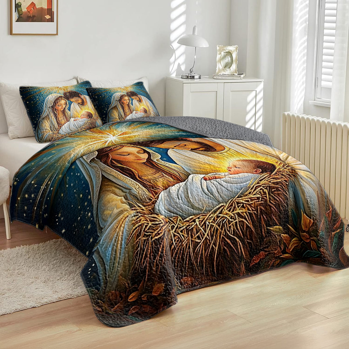 Shineful All Season Quilt 3-Piece Set The birth of Jesus V2