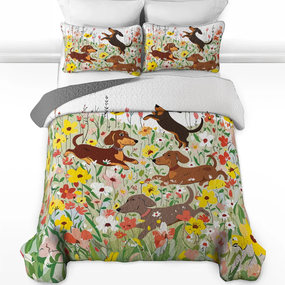Shineful Quilt 3-Piece Set Spring Pup Joy