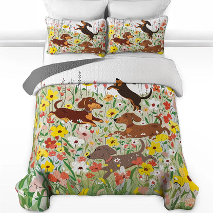 Shineful Quilt 3-Piece Set Spring Pup Joy