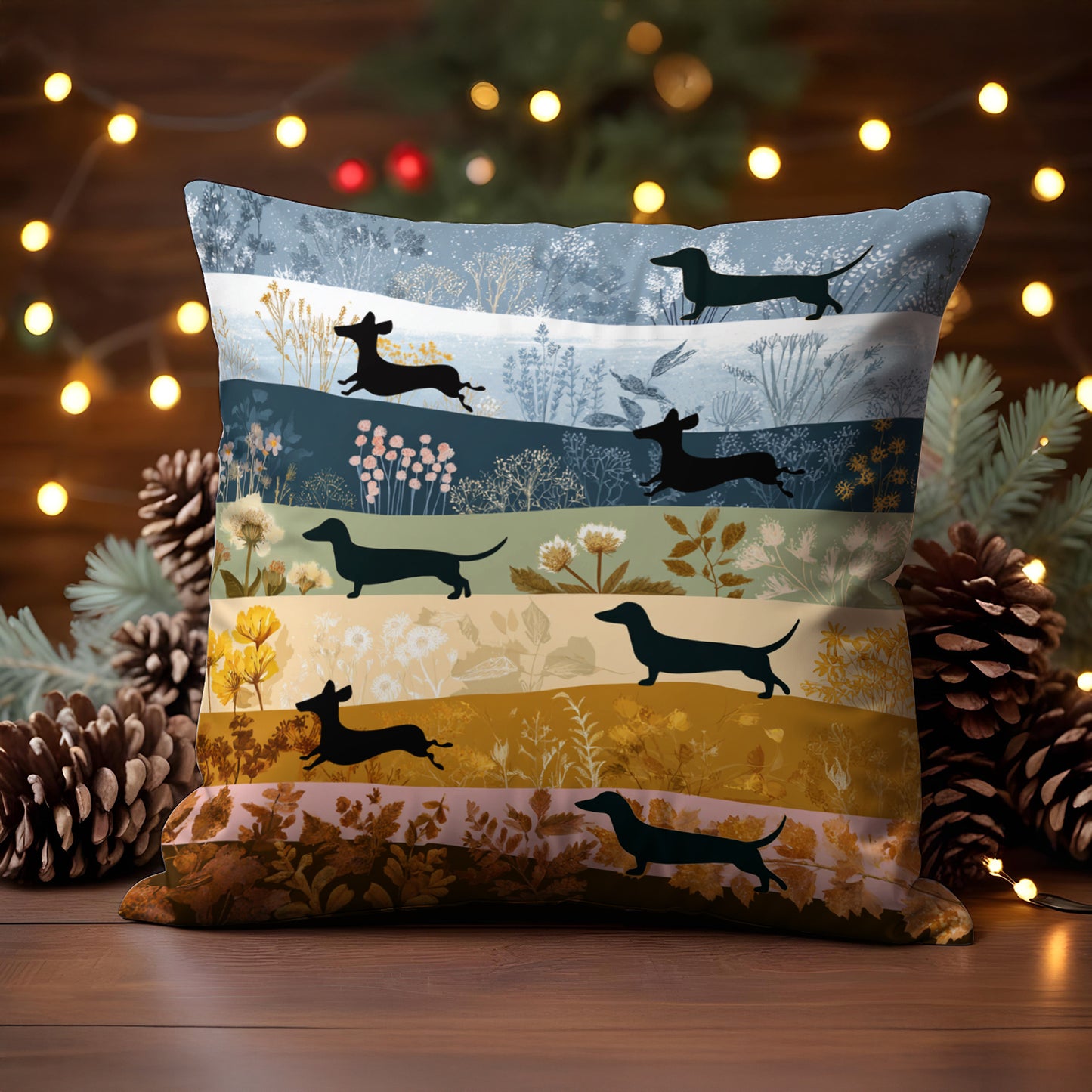 Shineful 2D Print Cushion Cover, Pillowcase, Pillows Covers Dachshund Four Seasons