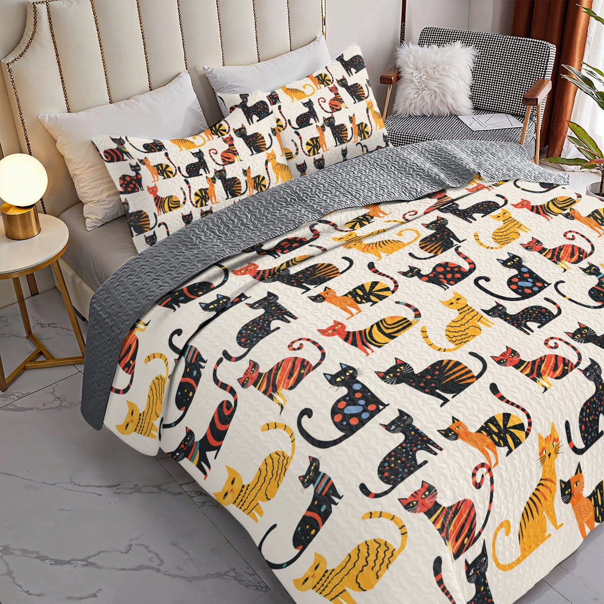 Shineful All Season Quilt 3-Piece Set - Cat-tastic Slumber Party