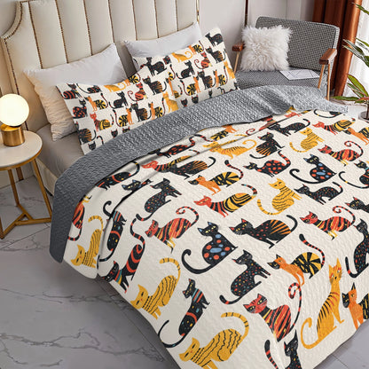 Shineful All Season Quilt 3-Piece Set - Cat-tastic Slumber Party