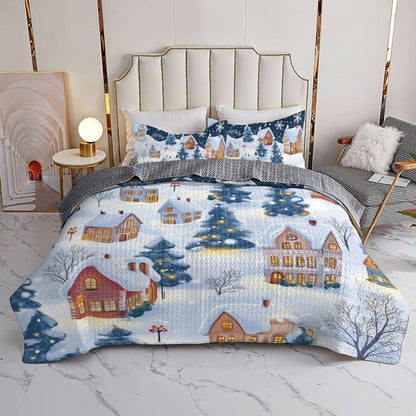 Shineful All Season Quilt 3-Piece Set Peace Village Christmas