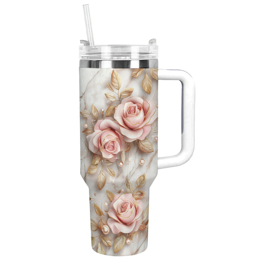 Shineful Glossy Tumbler Elegent Pink Roses