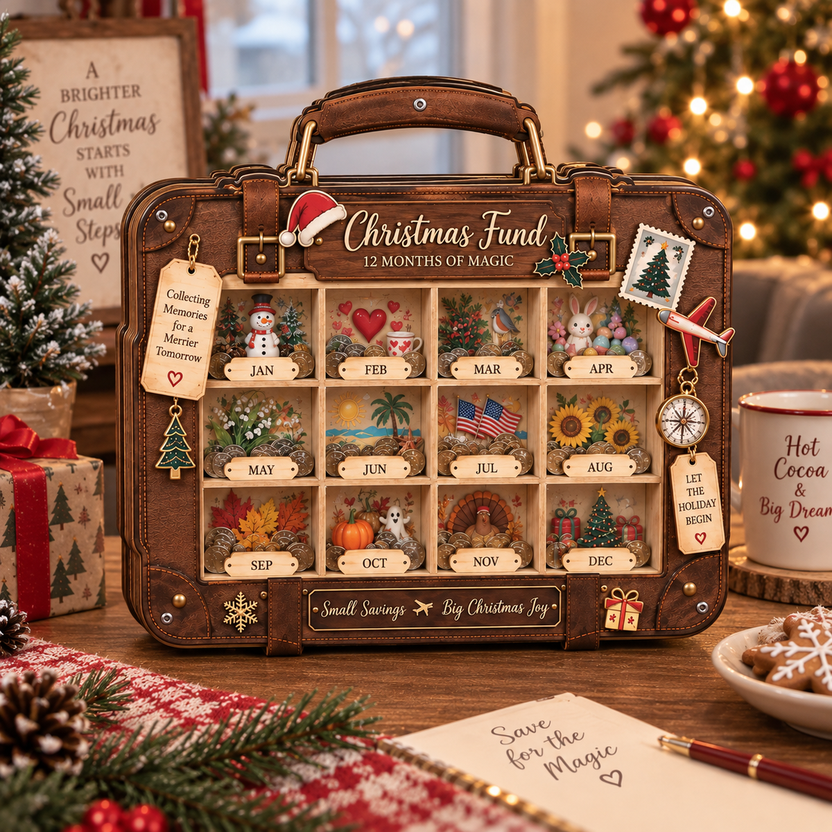 Christmas Fund Wooden Coin Bank
