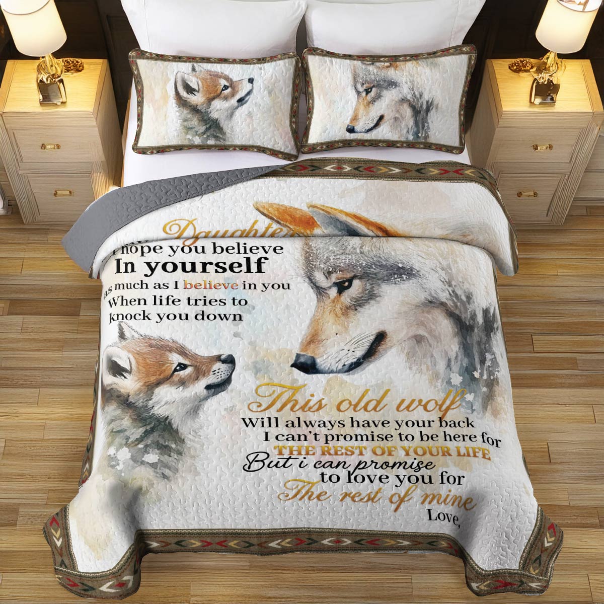 Shineful All Season Quilt 3-Piece Set Wolf Love