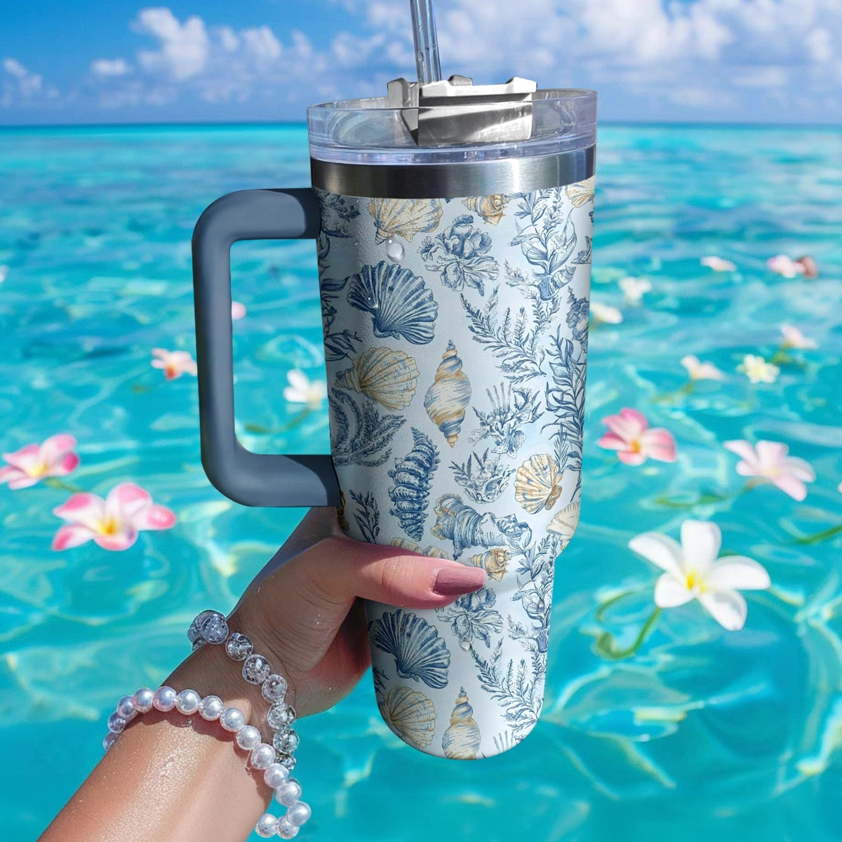 Shineful Tumbler Coral & Shells Coastal