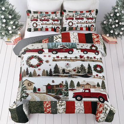 Shineful All Season Quilt 3-Piece Set Christmas Country Truck