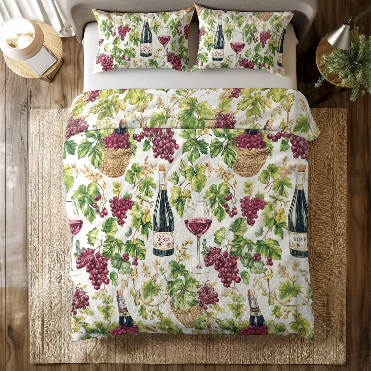 Shineful All Season Quilt 3-Piece Set Rosé Vines