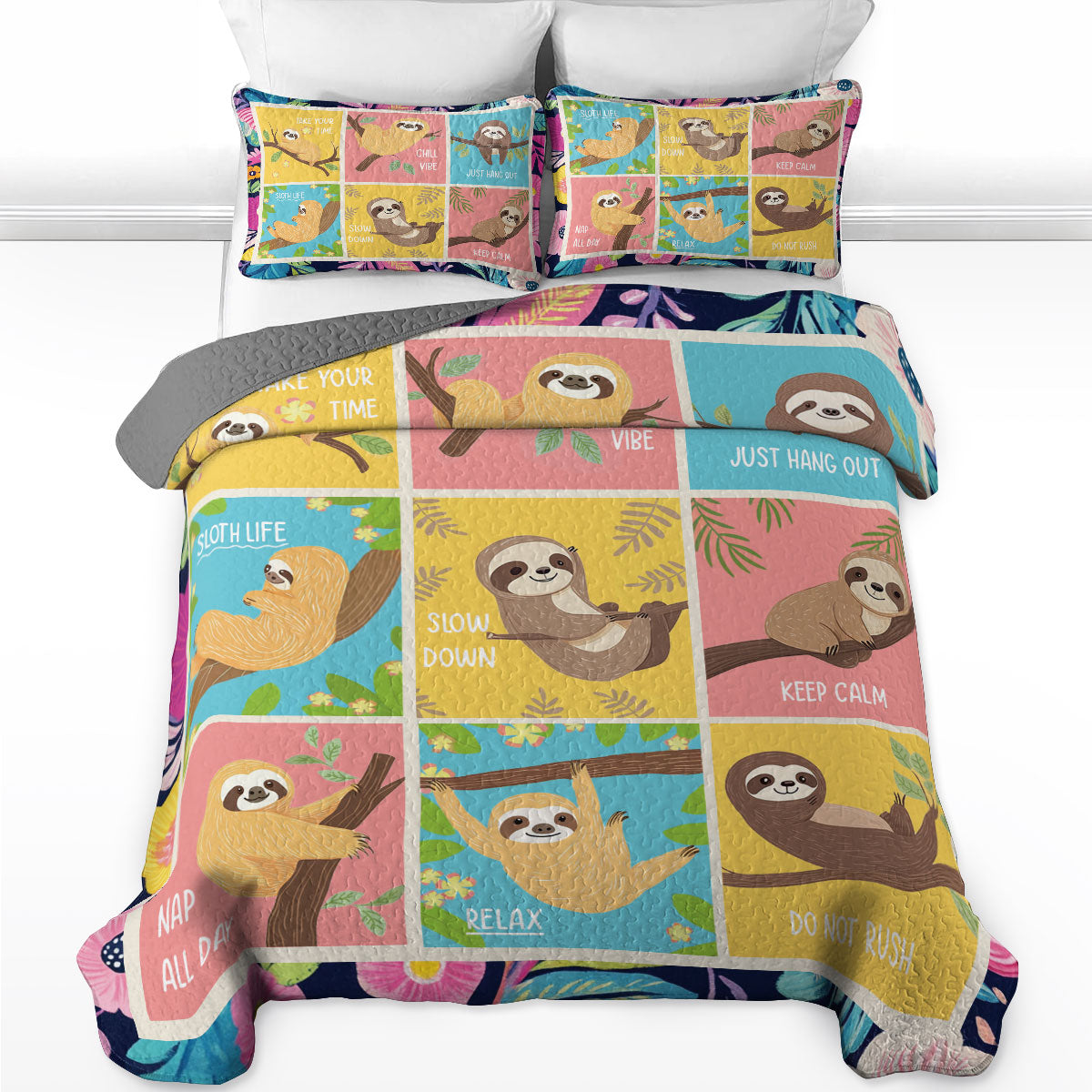Shineful All Season Quilt 3-Piece Set Sloth Relax