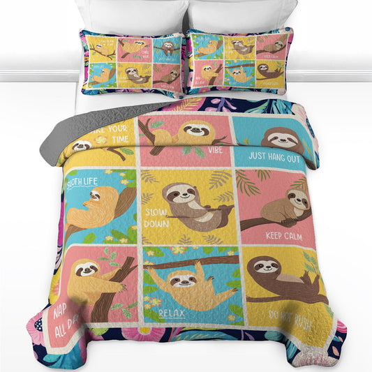 Shineful All Season Quilt 3-Piece Set Sloth Relax