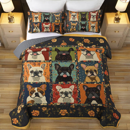 Shineful All Season Quilt 3-Piece Set Frenchie Frenzy