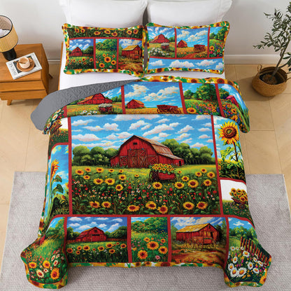 Shineful All Season Quilt 3-Piece Set - Peaceful Sunflower Farm