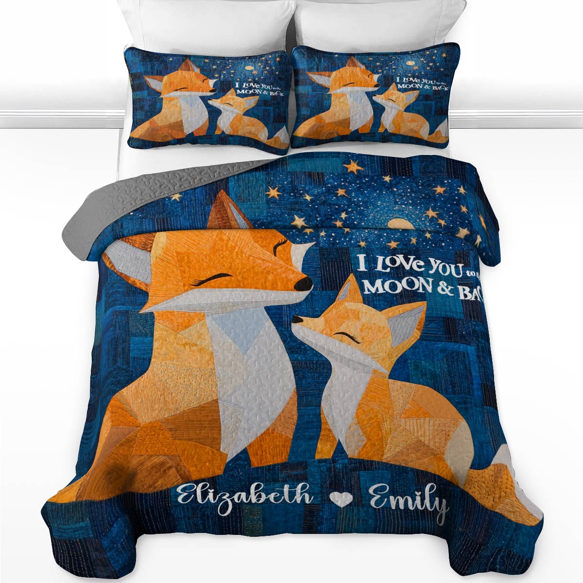 Shineful All Season Quilt 3-Piece Set Personalized I Love You To The Moon And Back