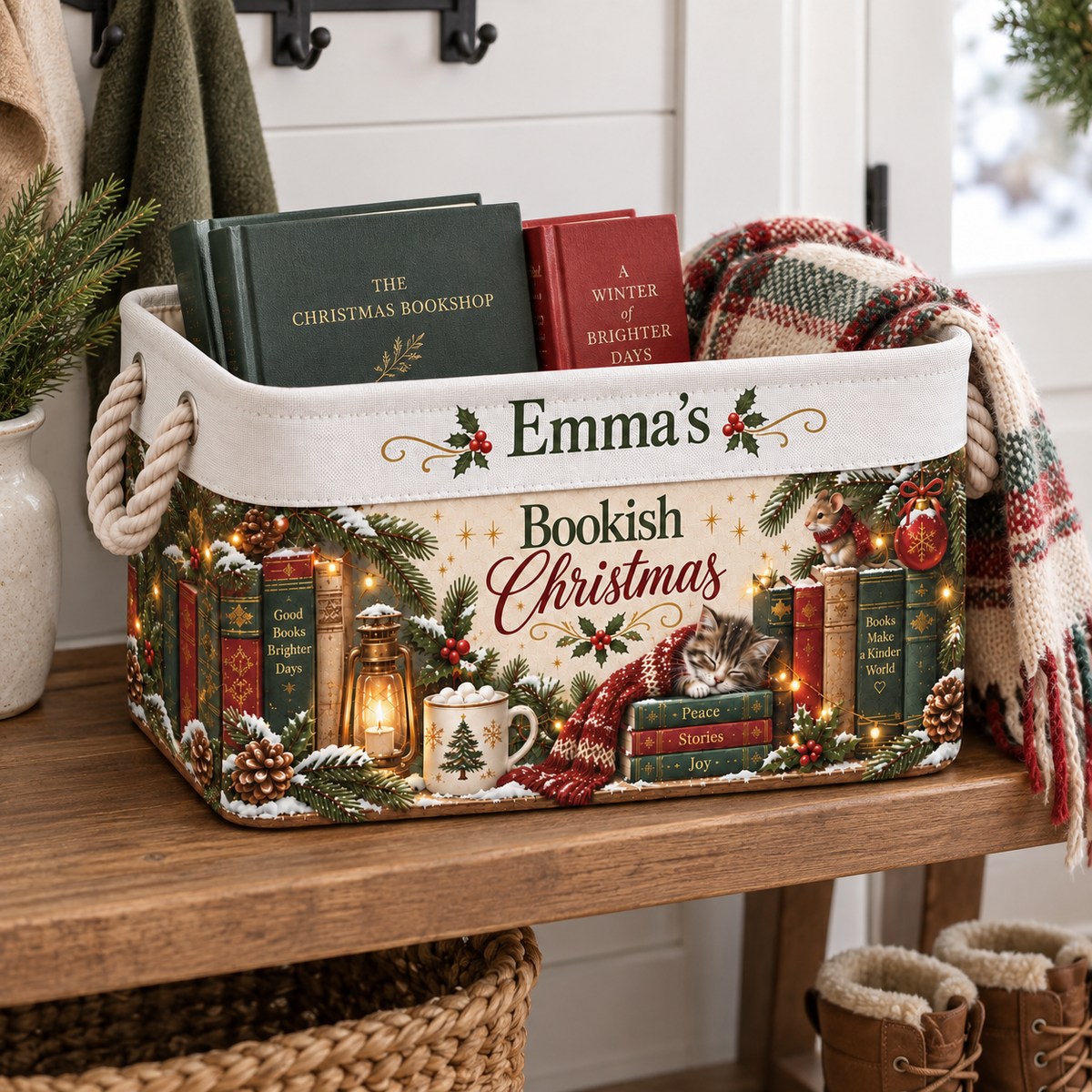 Shineful Personalized Bookish Christmas Book Basket