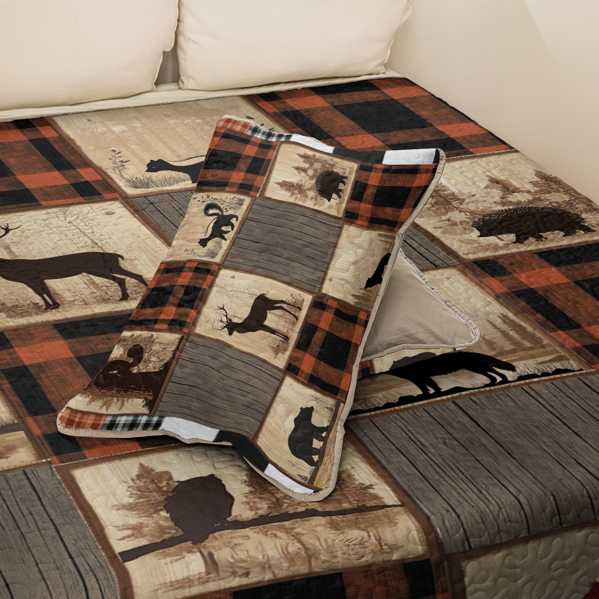 Shineful All Season Quilt 3-Piece Set Rustic Plaid Woodland