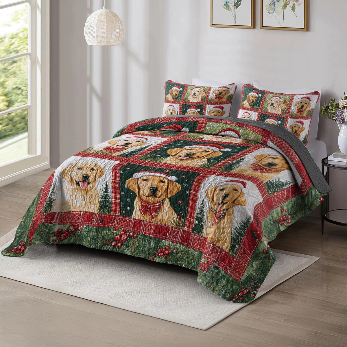 Shineful All Season Quilt 3-Piece Set - Labrador's Christmas Dream