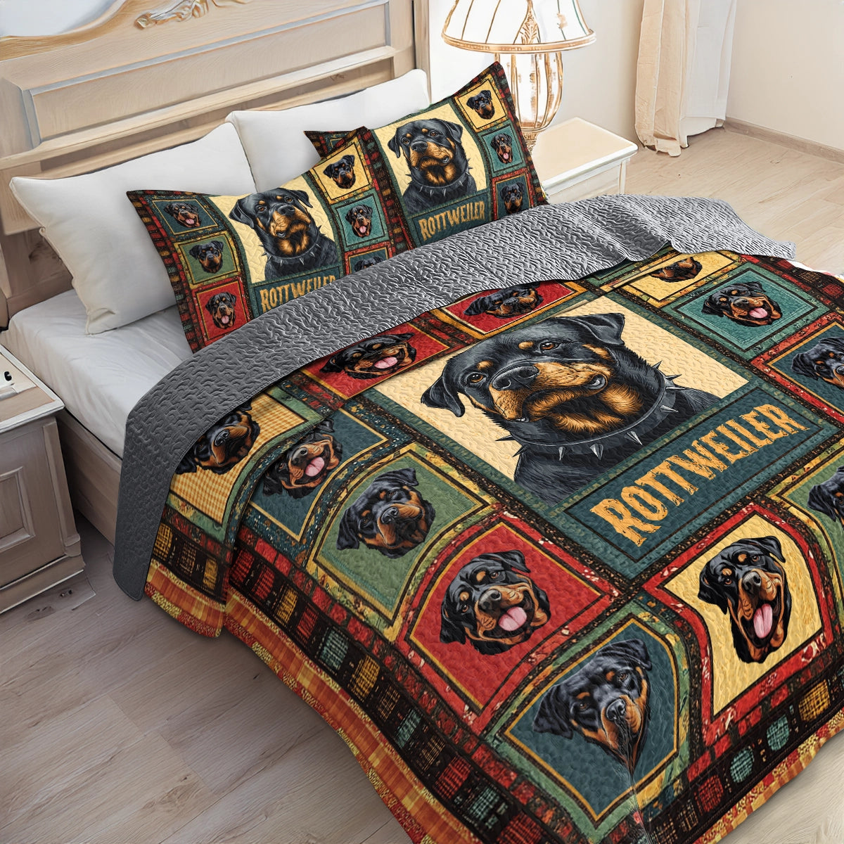 Shineful All Season Quilt 3-Piece Set - Rottweiler Loyal Guardian