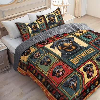 Shineful All Season Quilt 3-Piece Set - Rottweiler Loyal Guardian