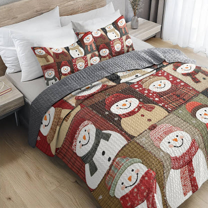 Shineful All Season Quilt 3-Piece Set - Christmas Cozy Snowman Bliss