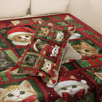 Shineful All Season Quilt 3-Piece Set Christmas Kitty Joy