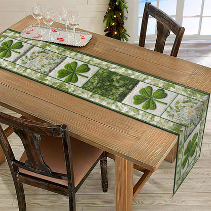Shineful 2D Flat Print Quilted Table Runner Shamrock Blessing