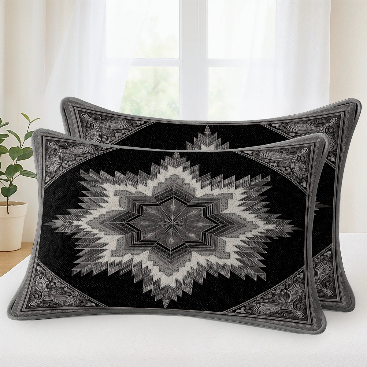Shineful All Season Quilt 3-Piece Set Black Star Silence