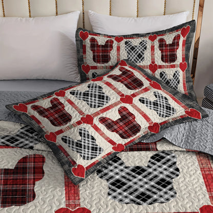 Shineful All Season Quilt 3-Piece Set French Bulldog Love Plaid