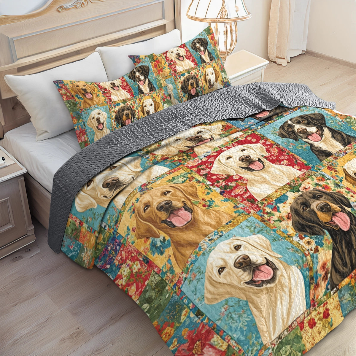 Shineful All Season Quilt 3-Piece Set Labrador Love