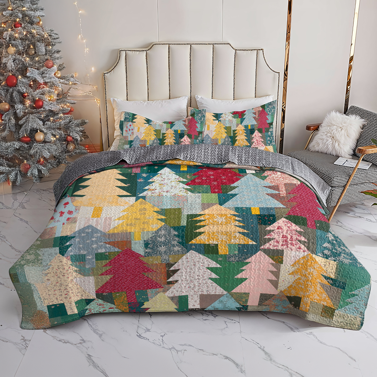 Shineful All Season Quilt 3-Piece Set Rustic Christmas Forest