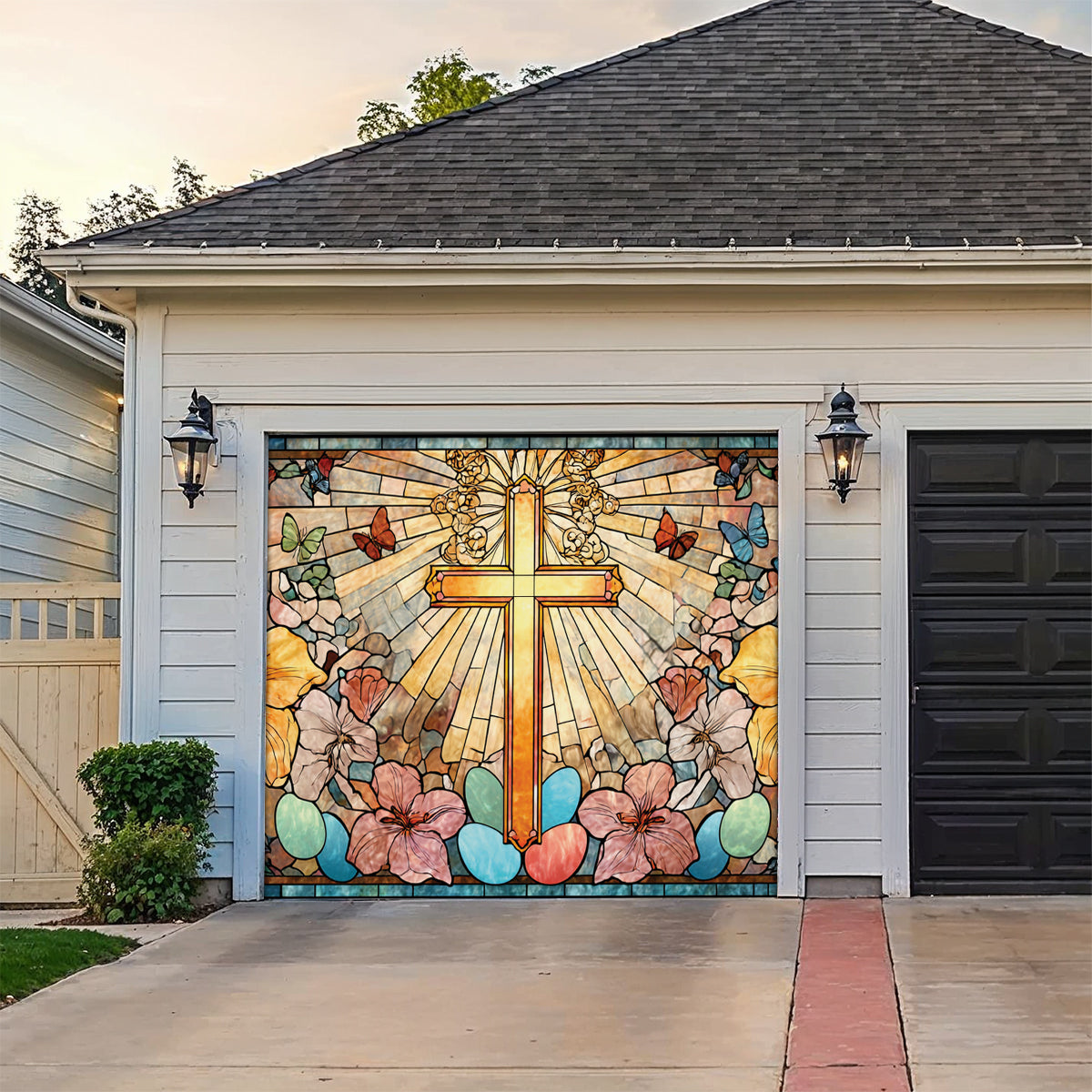 Shineful Garage Door Banner Decoration Radiant Cross Easter