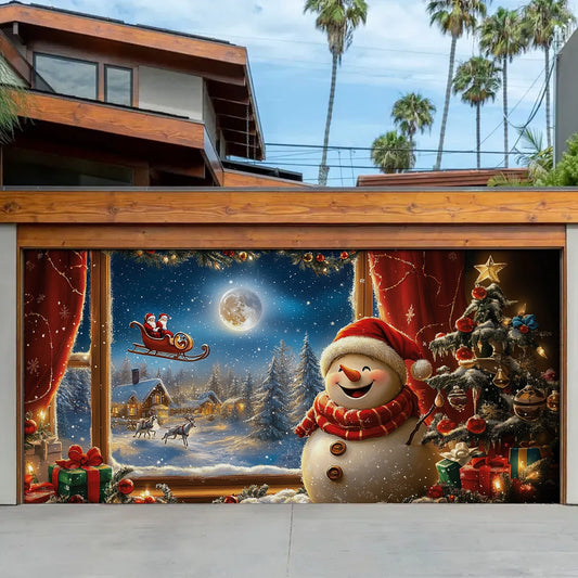 Shineful Garage Door Banner Decoration - Santa's Night View