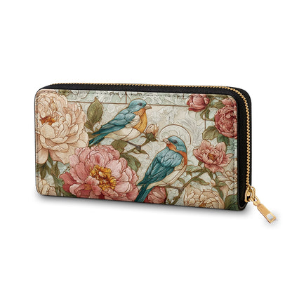 Shineful Leather Clutch Purse With Wristlet Strap Handle Still Morning