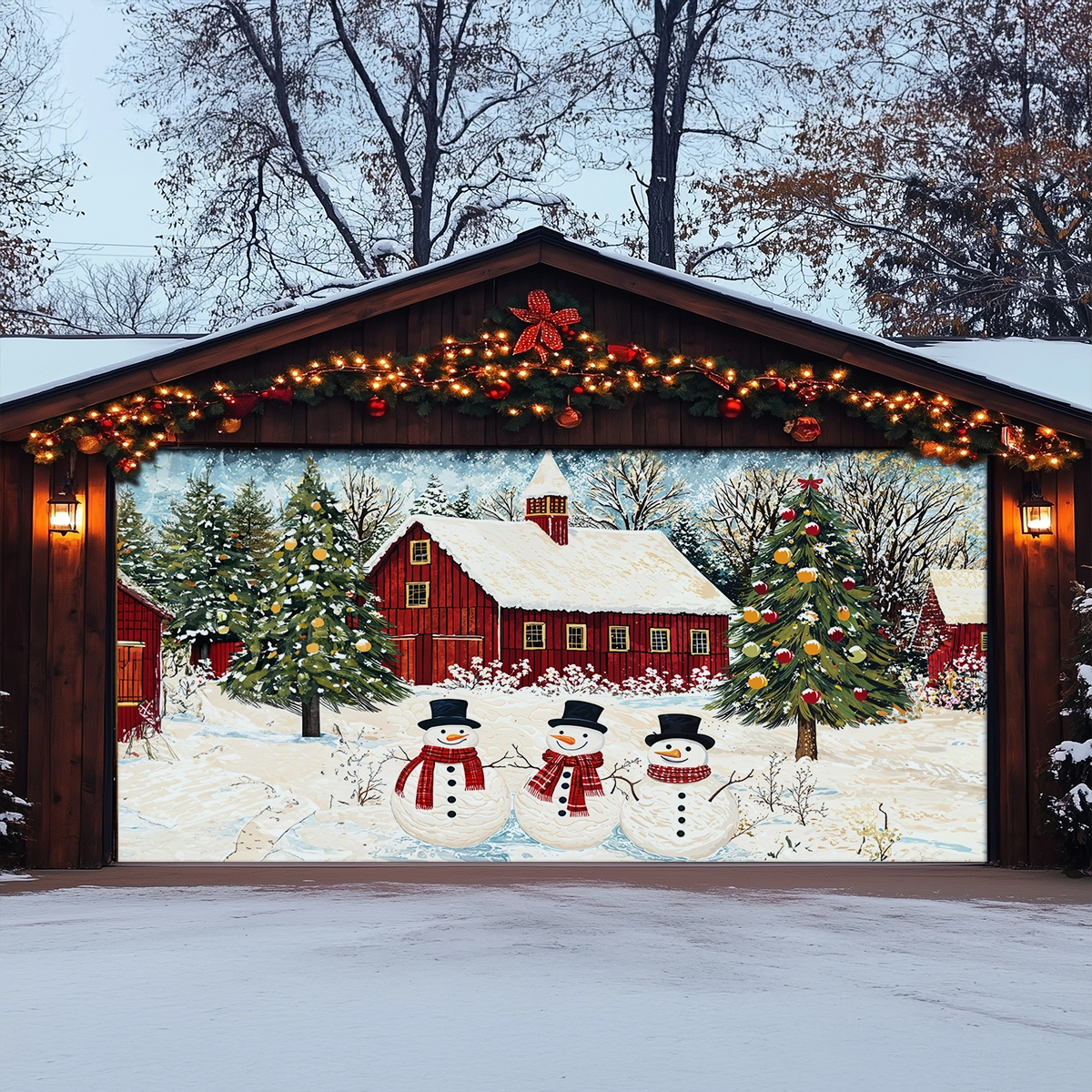 Shineful Garage Door Banner Decoration - Country Christmas Charm