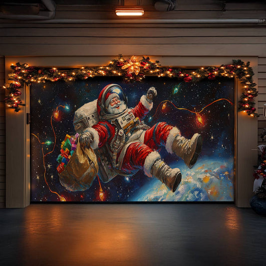 Shineful Garage Door Banner Decoration - Santa In Space