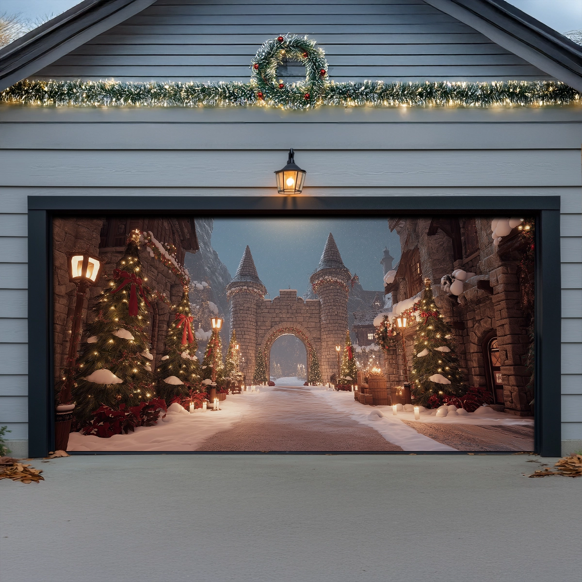 Shineful Garage Door Banner Decoration Christmas Castle Gateway