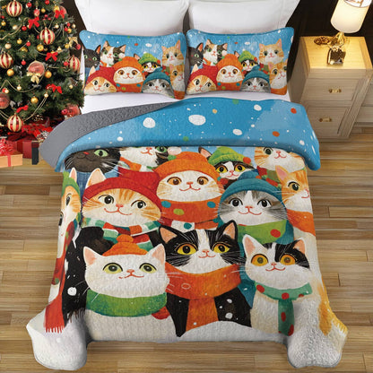 Shineful All Season Quilt 3-Piece Set Cozy Cat Crew