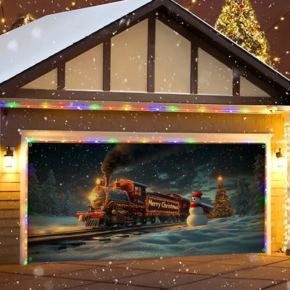 Shineful Garage Door Banner Decoration Winter Magic Railway