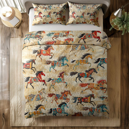 Shineful All Season Quilt 3-Piece Set Native Spirit Horse