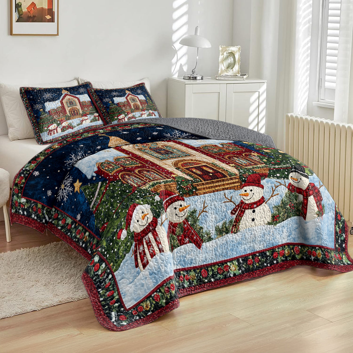Shineful All Season Quilt 3-Piece Set Christmas Church