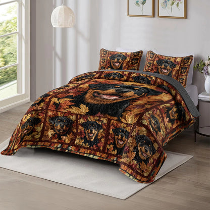 Shineful All Season Quilt 3-Piece Set - Rottweiler's Harvest Hues